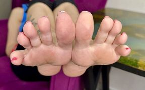 My Bare Feet with Long Toes From Two Angles