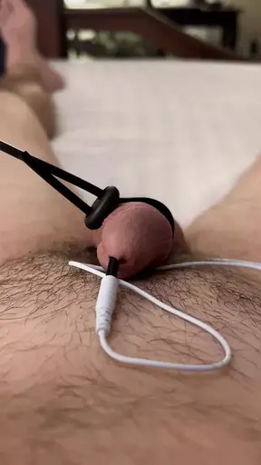 Shocking my prostate with a cock electrode