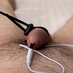 Shocking my prostate with a cock electrode