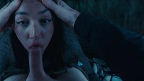 POV anal to mouth fuck with slutty Spanish teen babe in a forest