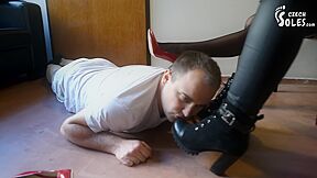 Cruel Domina Gets Her Shoes And Feet Worshiped By Her Male Slave (czec