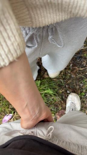 Risky outdoor cage teasing 🤭🌙🌀