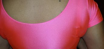 Super Shinny Pink Top and Pointy Boobs, 90s Workout Clothes