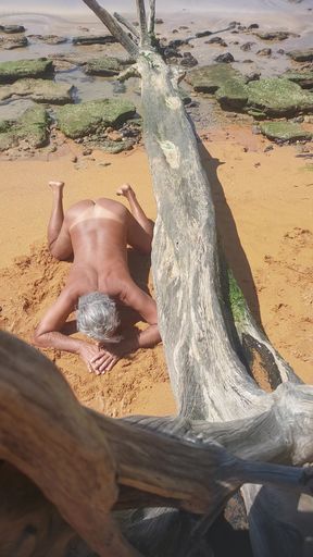 Ladysilva on the Beach Naked Showing off Her Tanned Sexy Ass