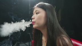 Asian Beauty Deep Inhales and Exhales Thick Smoke Clouds — TIAN3 4K