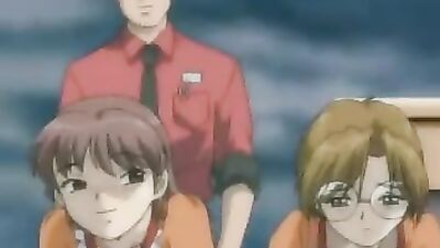 Big-titted cartoon teen gets oral sex and a double-stuffed dick in a wild rooftop threesome