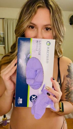 Purple Lilac Nitrile Haylard Nitrile XS gloves 🧤one of my favorite gloves! Watch me pleasure myself and show you how much I enjoy them!💕🌶️🥵  💕