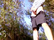 Boy pissing pee - Balls in the air, the twink Jon Arteen urinating outside in the woods