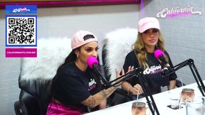 Flavia Oliver performs oral sex on Natasha Steffens during the recording of the California Podcast