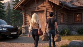 Alone with Stepmom in the Mountain Cabin for One Night Before Stepdad Arrives, Ai Generated