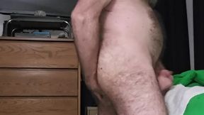 Stroking hard cock and cumming