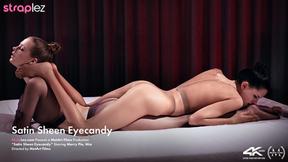 ”Watch these kinky girls tear their nylons for strapon fucking”