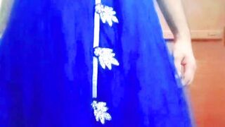 Indian Batty man Crossdresser Gaurisissy hard-core romp in Blue Lehanga