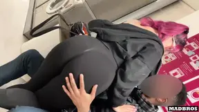 Big Ass Latina gets Double Stuffed in Laundromat Threesome