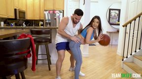 busty step sister wants to learn basketball