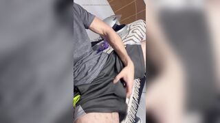 Cool and furry XXL fuckpole in biker pizza delivery stud's undergarments cutoffs