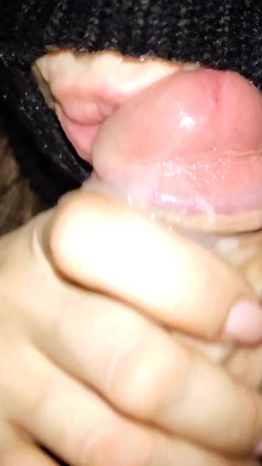 Captivating moment from "A girl with plump lips in a mask gets a good portion of cum"