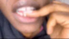 Close up Biting my Fake Nails Off