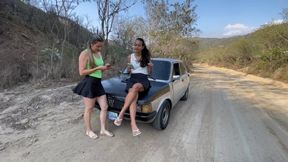 Jarlyn and Dalilah drive the fiat cold