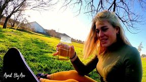 drinking liters of pee in the street with my stepfather, yellow pee and in public!!!