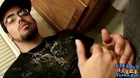 Thug jock strokes his straight cock before spilling jizz
