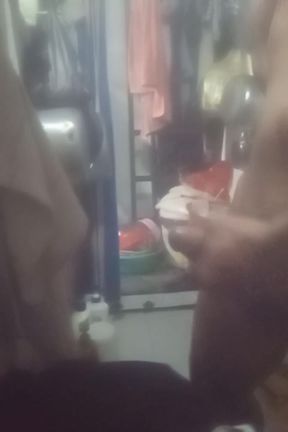Cock plucking in the toilet