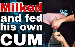 Milked and Fed His Own Cum Femdom Slave Orgasm