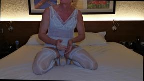 Sissy Michelle Dark Evening Show in White Lingerie From Seychelles