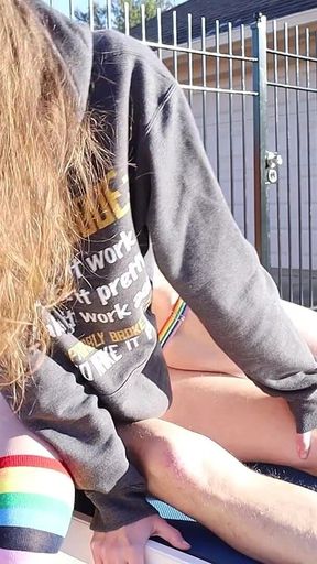 Big Butt College Nerd Girl with Skirt Gets Fucked Outside