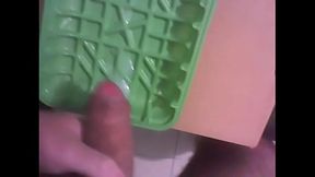 cumshot on disposable tray