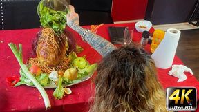 Humiliating the Helpless Slave at the Dining Table - Total Slave Objectification (4K)