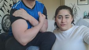 Slave for Mistress Millie and Muscular Rugby Player BF