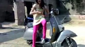 Real busty Indian chick gets fucked on the motor bike by her BF