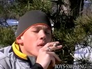 Awesome twink Roma likes smoking and stroking at once