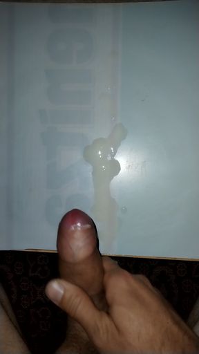 Huge cumshot from my oily dick