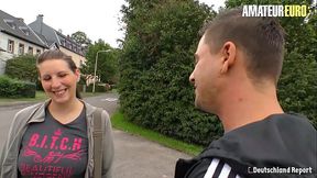German BBW babe gives a hot sloppy blowjob on cam