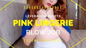 Redhead Pink Lingerie Sloppy Blow Job LeverageURAssets - 90