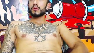 Impressive Latin tattoo stroking cock Part 5