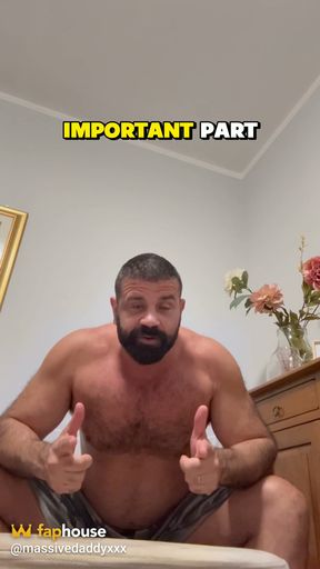 Massive Stepdaddy Has His Feet, Chest and Ass Worshipped, Before Jerking off and Cumming.