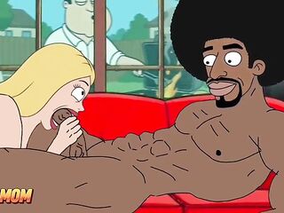 Ebony Plumber Bangs Married Housewife During the time that Cuckold Spouse Cooks BBQ. Toon RimJob