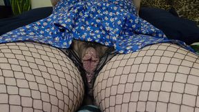 Vibrator &amp; Hand Masturbation In Short Blue Dress
