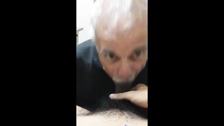 Old daddy give me blowjob and eat my cum 7