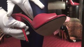 Silky White Satin Gloves Go Exploring... Seductive High Foot Arches