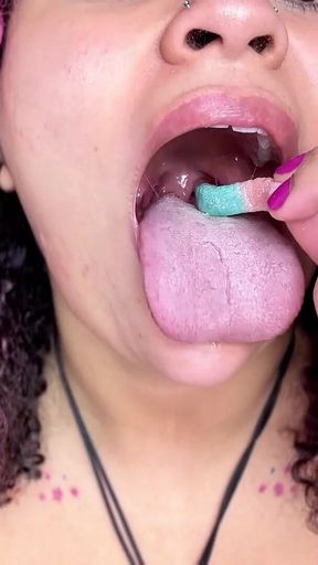 Asmr Close-up Mouth Eating Gummy Worms and Talking About Swallowing You