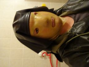 latex masked nun latexbessy condom lick big dildo insertion