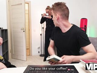 VIP4K. Russian coach got some cum into her coffee. Sexy sex with Malusha