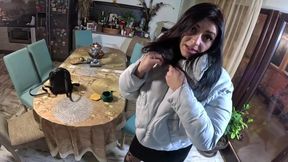 No-panties After Work - Blue Puffy Downjacket BJ, Doggystyle &amp; Double Cum 333