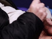 watching porn and jerking off leaking precum