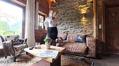 Boss fucks his secretary in summerhouse secret affair with curvy business woman