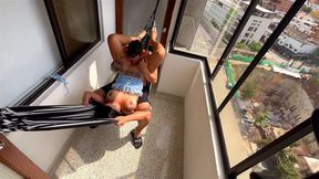 Hardcore fucking of a big ass Latina slut on the apartment balcony part 1